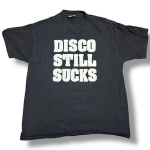 Vintage 90s Disco Still Sucks WDHA Radio NJ Rock Metal Promo Tee Shirt  Sz XL